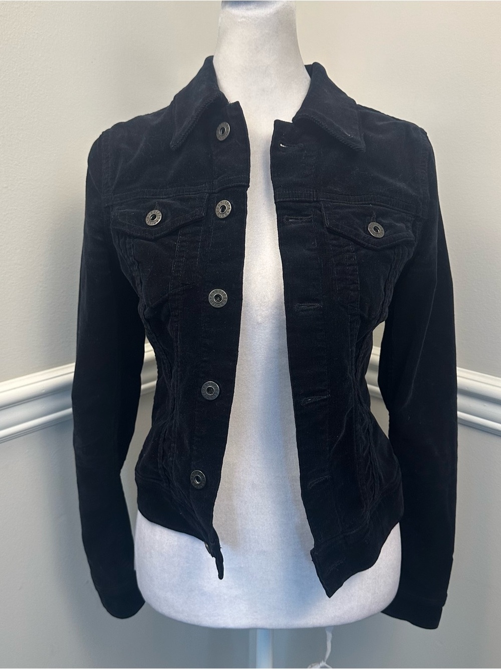 AG Adriano Goldschmied Black Corduroy Jean Jacket XS